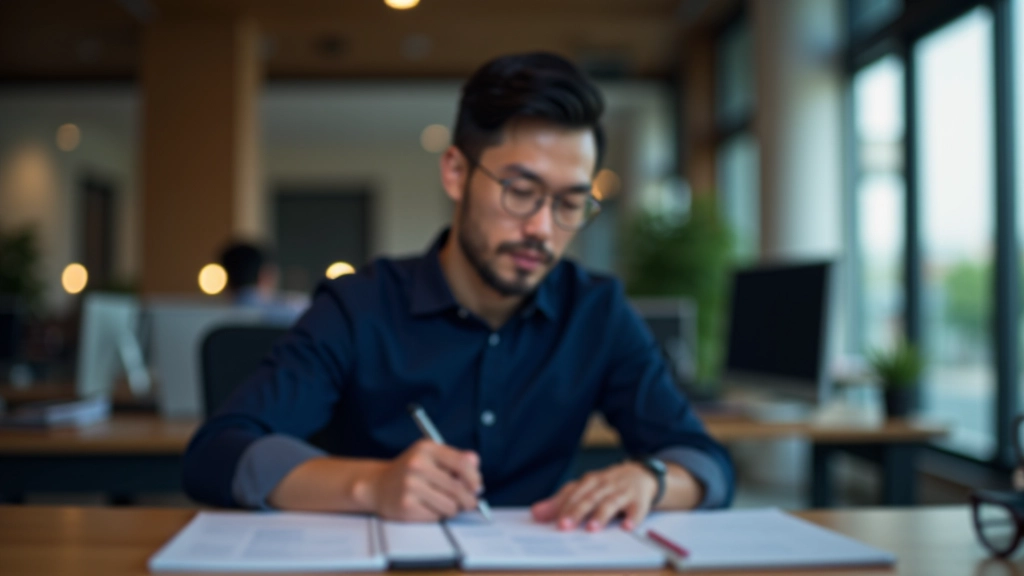 Person writing in planner with sections labeled for different priority types